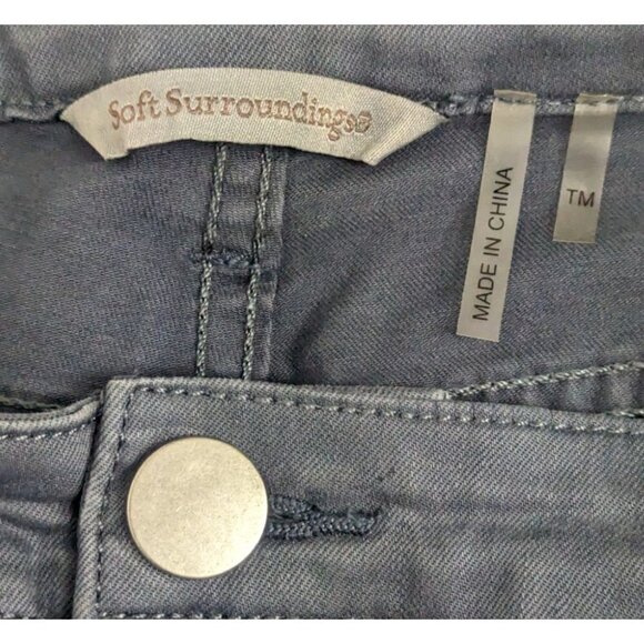 Soft Surroundings Skinny Pants Embroidered Pockets Blue Grey Women's 14 - Picture 5 of 7